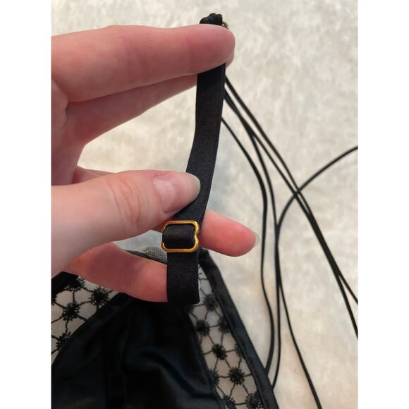 VICTORIA'S SECRET Luxe Starburst Long Line Triangle Bralette Bra M Medium Black - Picture 7 of 14